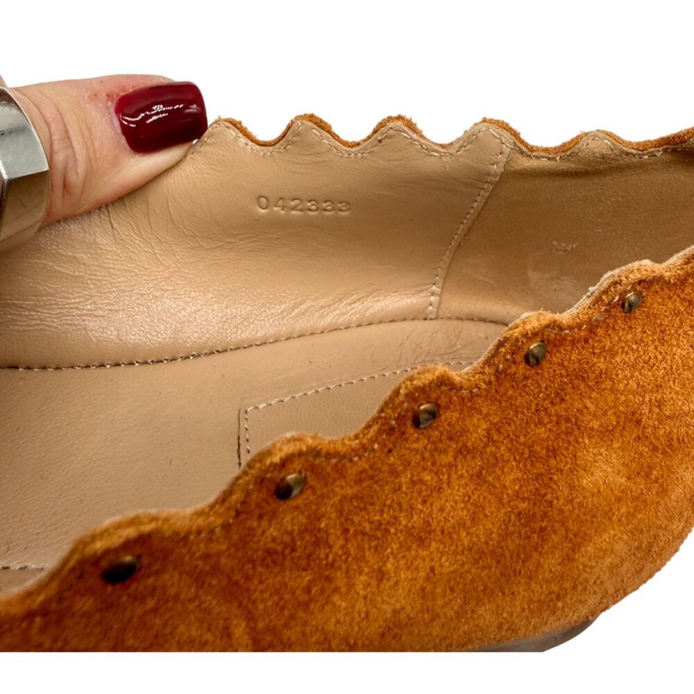 Chloé Lauren Tan embellished suede ballet flats NWT - Size 38/ 7.5 - Picture 6 of 6